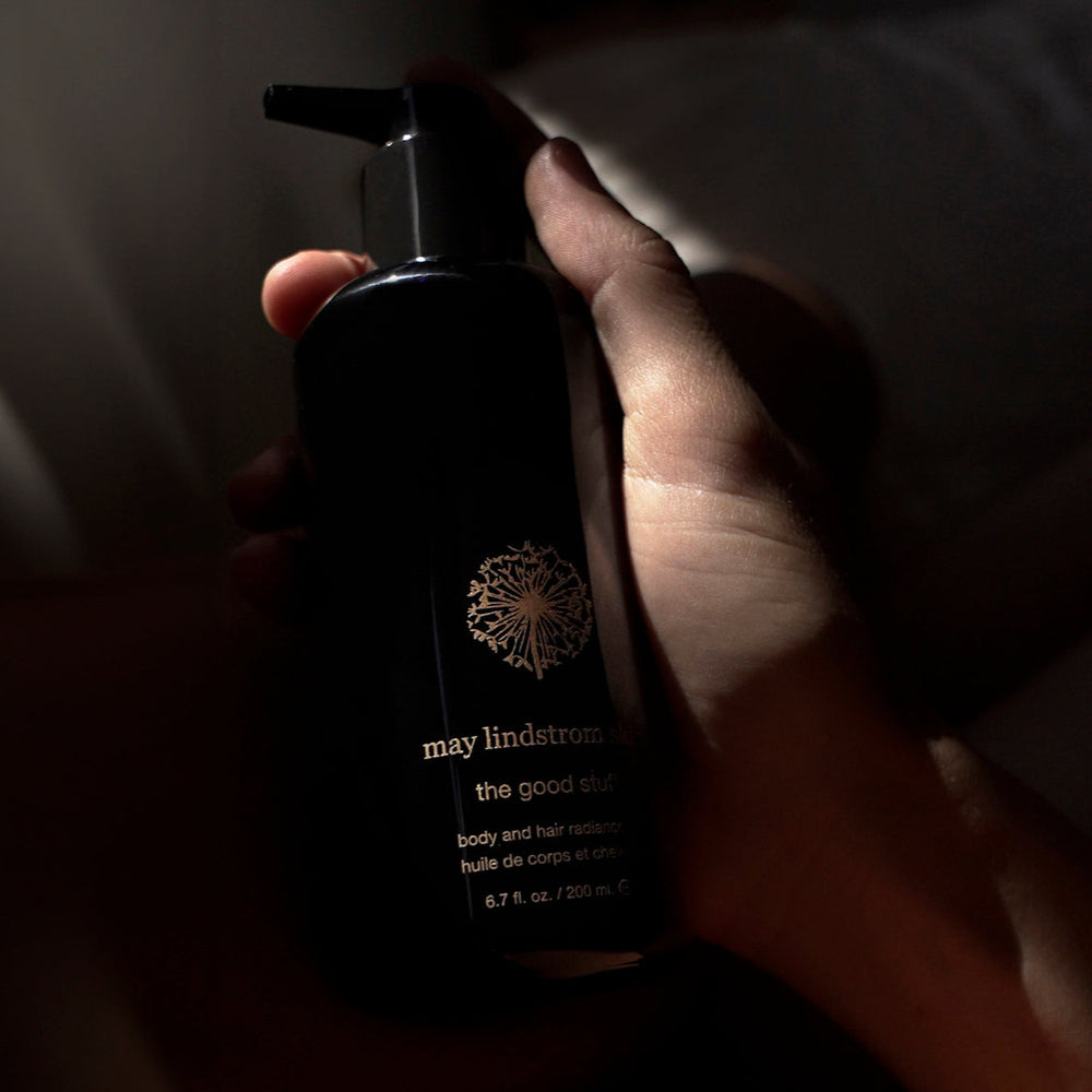 the good stuff bottle in hand